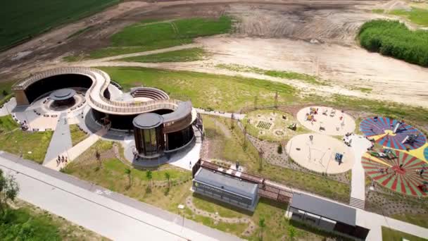 Flying Famous Wooden Brushwood Mineral Structure Vast Land Park Countryside — Video