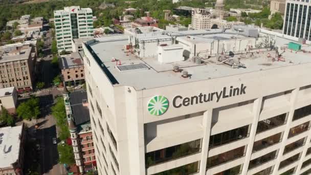 Orbiting Aerial Shot Centurylink Headquarters Boise Idaho — Stockvideo