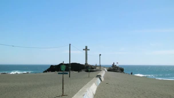 Curanipe Beach Cross Roca San Pedro Pelluhue Maule Chile Široký — Stock video