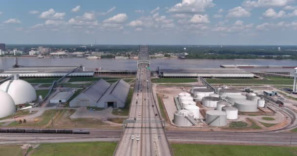 Aerial Cars Driving Horace Wilkinson Bridge Baton Rouge Louisiana — Video Stock