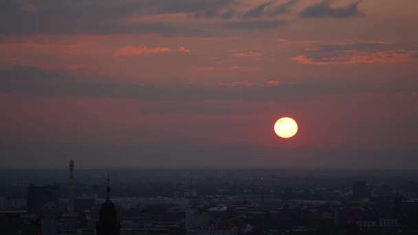 Solnedgång Timelapse Med Rörelse Tele Heidelberg — Stockvideo