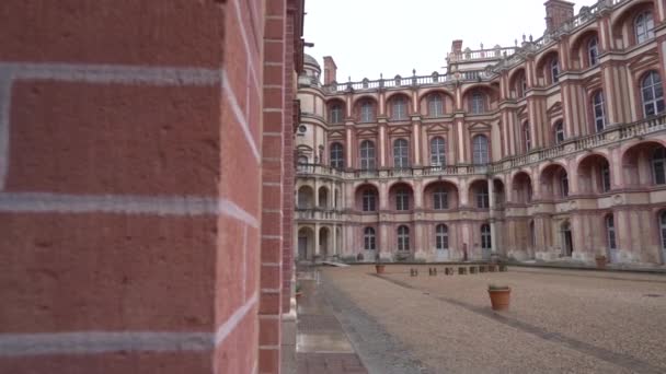 Inner Courtyard Building Exterior Chateau Saint Germain Laye Staircase Tower — Stok video