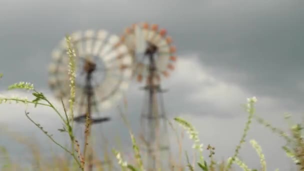 Molinos Viento Los Campos Agrícolas — Vídeos de Stock