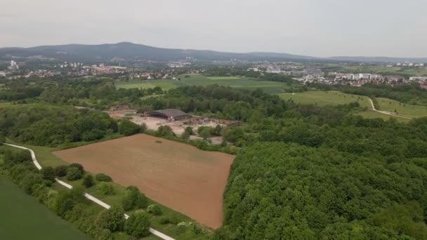 Aerial Orbit Abandoned Military Airfield Cloudy Spring Day Germany Wide — Stockvideo