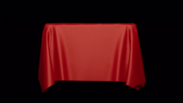 Reveal Brand New Product Service Red Silk Cloth Transparent Background — Stockvideo