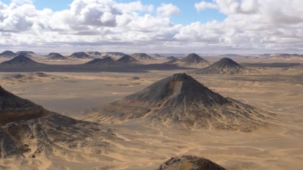 Breed Uitzicht Heuvels Zwarte Woestijn Egypte — Stockvideo
