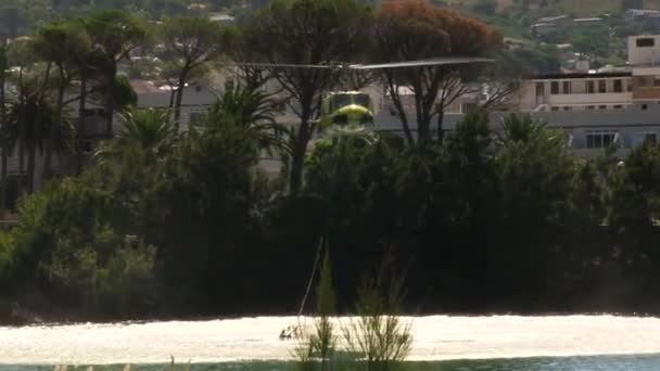 Firefighting Helicopter Picking Water — Video Stock