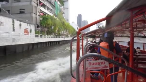 Water Bus Fast Way Transportation Middle Saen Saep Canal Bangkok — Stock video