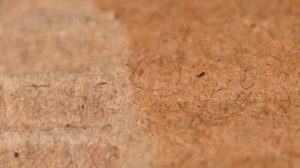 Recycled Cardboard Material Macro Shot Very Close View Rotation Motion — Stockvideo
