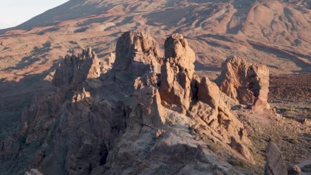 Vue Des Rochers Volcans Lever Soleil Dans Parc National Teide — Video