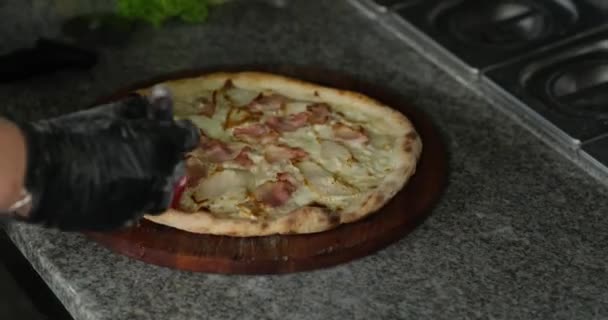 Process Cooking Pizza Restaurant — ストック動画