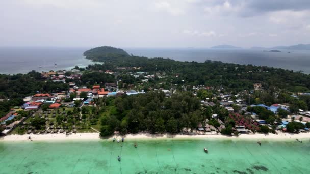 Aerial View Koh Lipe Island South Andaman Sea Dolly Left — Video Stock