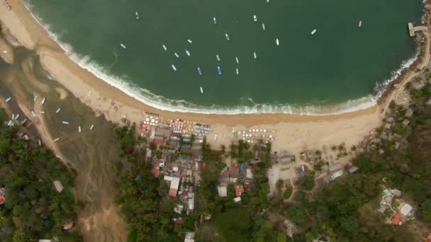 Top View Yelapa Beach Beachfront Eateries Jalisco Μεξικό Χαλαρωτική Ατμόσφαιρα — Αρχείο Βίντεο