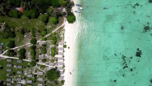 Небольшое Местное Жилье Пляже Острова Таиланд Вид Сверху — стоковое видео