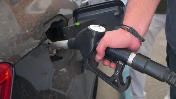 Customer Refuels His Car Diesel Oil Gas Pump Gas Station — Video