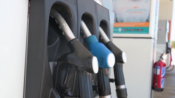 Fuel Pumps Diesel Gasoline Ready Used Gas Station Spain — Vídeo de Stock