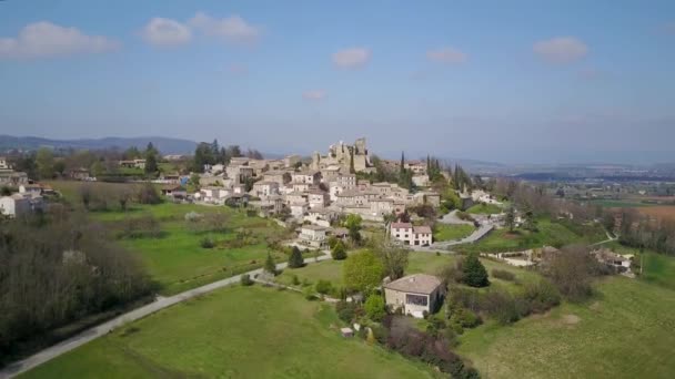 Natursköna Hilltop Village Chabrillan Och Vackra Provence Region Frankrike Flygdrönare — Stockvideo