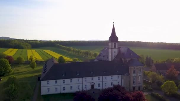 Aerial View Scenic Castle Agricultural Land Germany — Video Stock