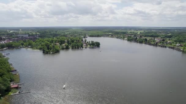 Lake Mirow Aerial Drone Shot Suburban Mirow City Germany — Video Stock