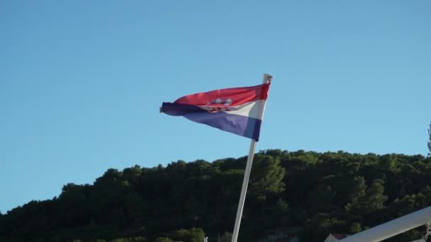 Die Kroatische Flagge Weht Wind — Stockvideo