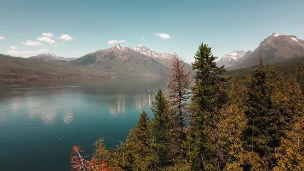 Paralaxe Lago Mcdonald Que Maior Lago Parque Nacional Glacier 60Fps — Vídeo de Stock