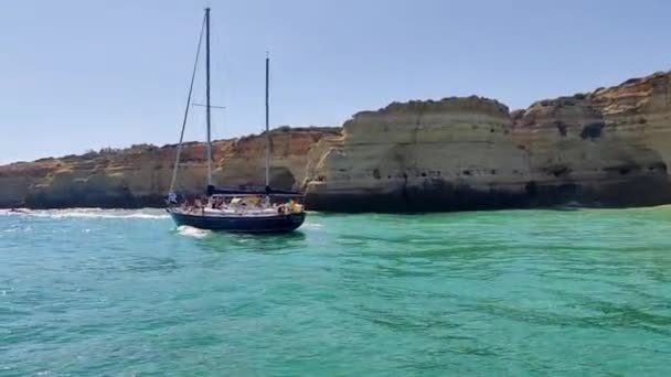 Speedboats Yacht Sailing Close Each Other — Vídeo de Stock