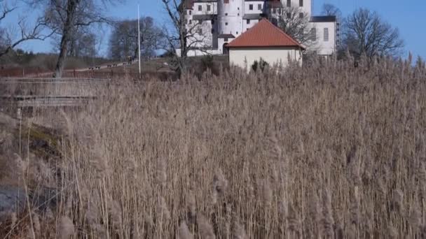 Замок Лако Швеции Средневековый Национальный Памятник Эпохи Барокко Экстерьер — стоковое видео