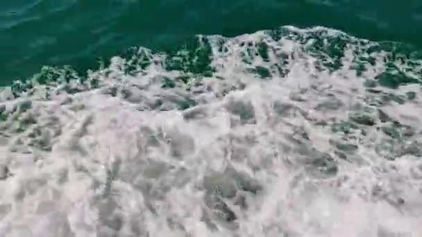 Wild Open Sea Next Boat — Stockvideo