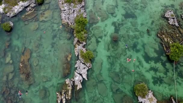Drone Schot Van Helder Water Lagune Het Zuiden Van Mexico — Stockvideo