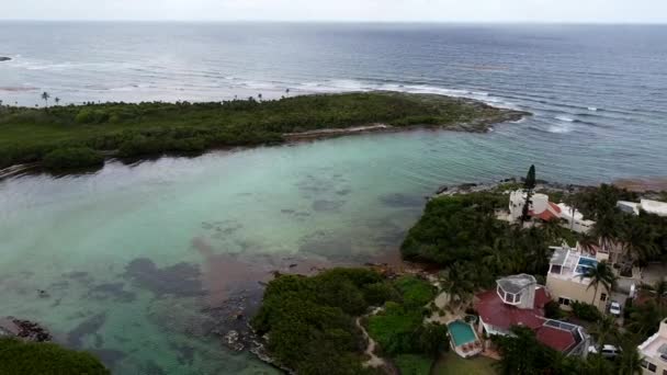 Cinematic View Yal Blue Lagoon Quintana Roo Mexico — Video Stock