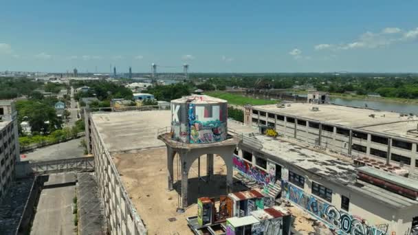 Точка Зрения Водонапорной Башни Заброшенный Военный Объект Башне Нового Орлеана — стоковое видео