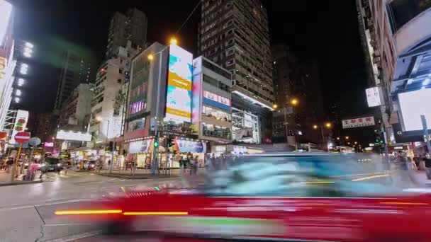Hong Kong Mong Kok Caddelerinde Çılgın Gece Aktiviteleri Zaman Aşımı — Stok video