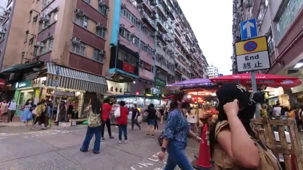 Busy Ladies Retail Market Populous Mong Kok Hong Kong Time — Stockvideo