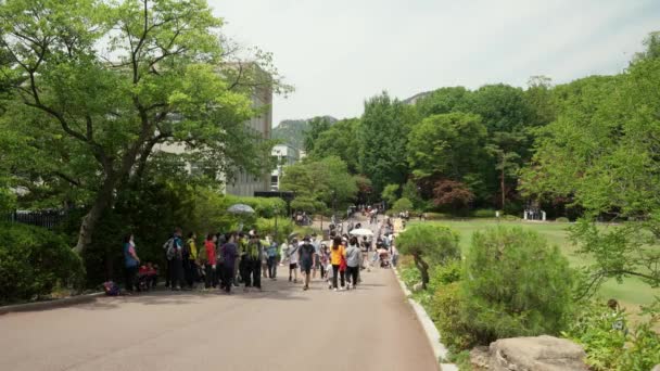 People Protective Masks Visiting Opened Public Cheong Dae President Residence — Stock Video