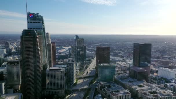 Metrópole Moderna Los Angeles City Eua Tiro Aéreo — Vídeo de Stock