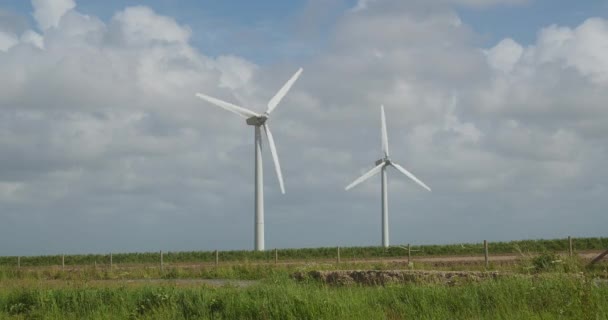 Wind Turbines Wind Farm Cornwall Alternative Energy Wide — Vídeo de Stock