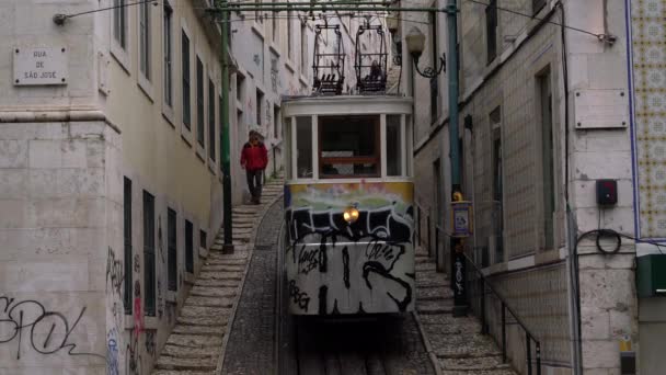 Elevador Lavra Funicular Railway Lisbon Portugal — 비디오