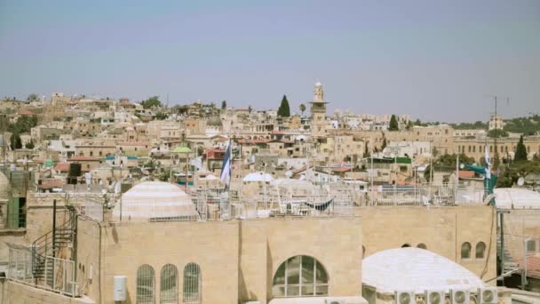 Aufnahme Des Alten Jerusalems Muslimischen Viertel Der Dächer Der Altstadt — Stockvideo