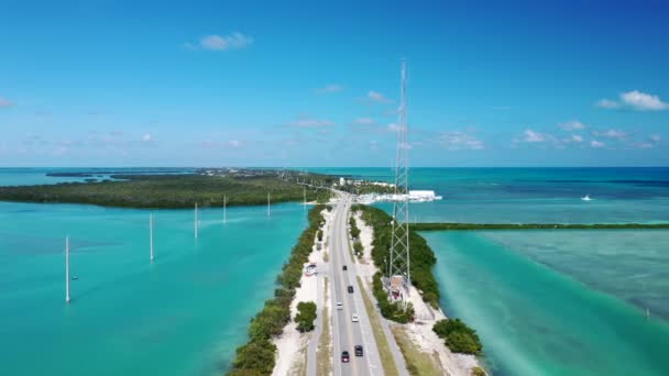 Autos Auf Dem Overseas Highway Der Die Florida Keys Den — Stockvideo