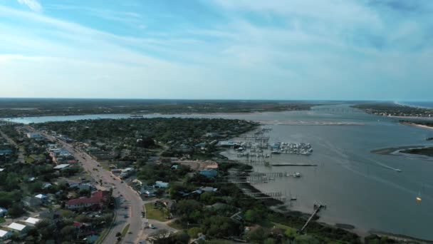 Salt Run River Coast Augustine Florida Aerial Sideways — Vídeo de Stock