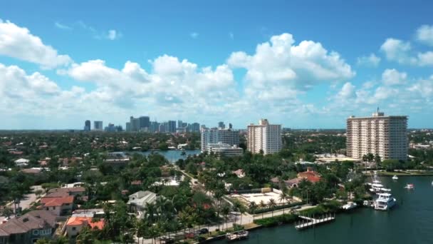 High Rise Apartment Buildings Town Sunset Lake Fort Lauderdale Florida — Vídeo de Stock