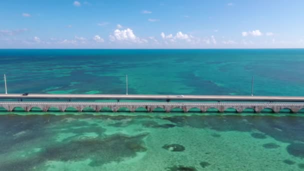 Vista Aérea Seven Mile Bridge Florida Keys Endless Road Monroe — Vídeo de Stock