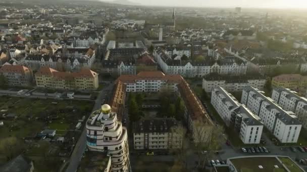 Lotnicze Flyover Darmstadt Zabytkowe Zabytkowe Budynki Architektoniczne Niemczech Dron — Wideo stockowe