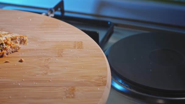 Kanapka Tostem Anabolicznym Tuńczykiem Brokułami Śniadanie Zdrowe Jedzenie Pan Lewo — Wideo stockowe