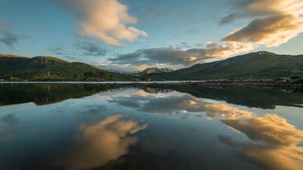 Timelapse Lake Norway Clouds Sunset End — Vídeo de stock