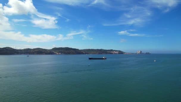 Auf Dem Weg Einem Schiff Tejo Lissabon Portugal — Stockvideo