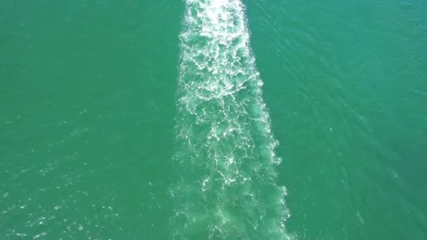 Aerial View Water Boat Wake Tejo River Lisbon Portugal — Stockvideo