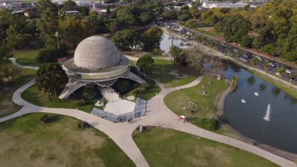 Drone Flight Flying Planetario Park Buenos Aires Orbit Building Showing — Vídeos de Stock