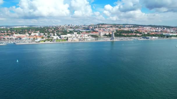 Vista Aérea Desde Paisaje Urbano Belem Lisboa Portugal — Vídeos de Stock