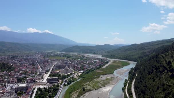 Berat Albania 2413 Letnie Miasto Duma Albańskiej Architektury Która Jest — Wideo stockowe